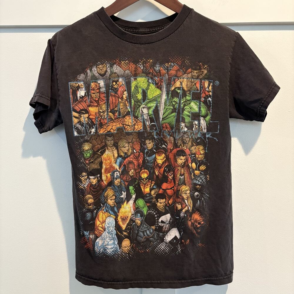 Marvel Comics Collage T Shirt Men Small Black Hulk Ghost Rider Spiderman Tee